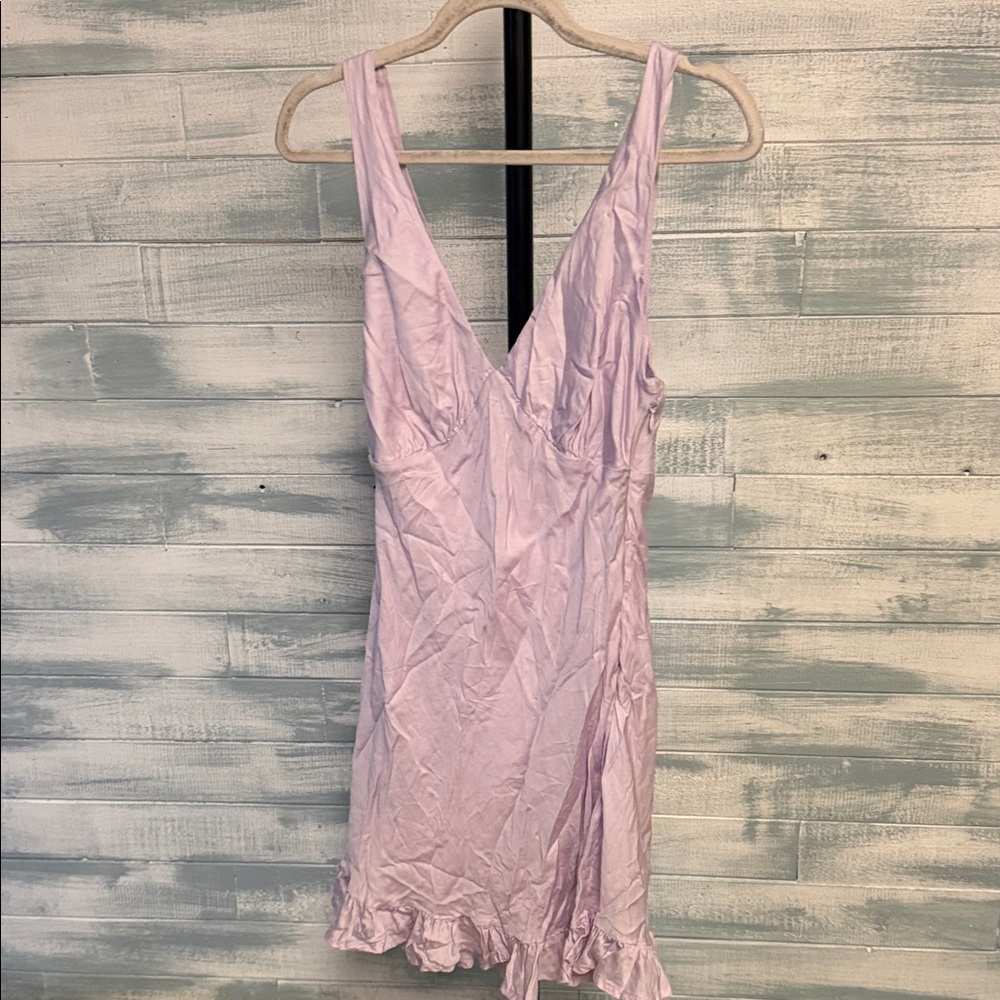 PINK by Victoria’s Secret Lavender Satin Slip Dress Ruffle Hem Size Medium